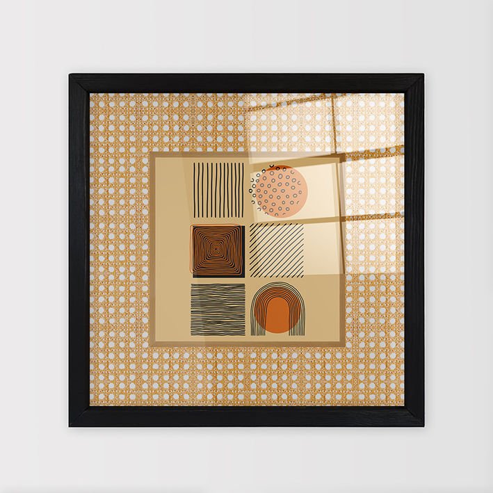 Siyah Çerçeveli Hasır Baskı Cam Tablolar