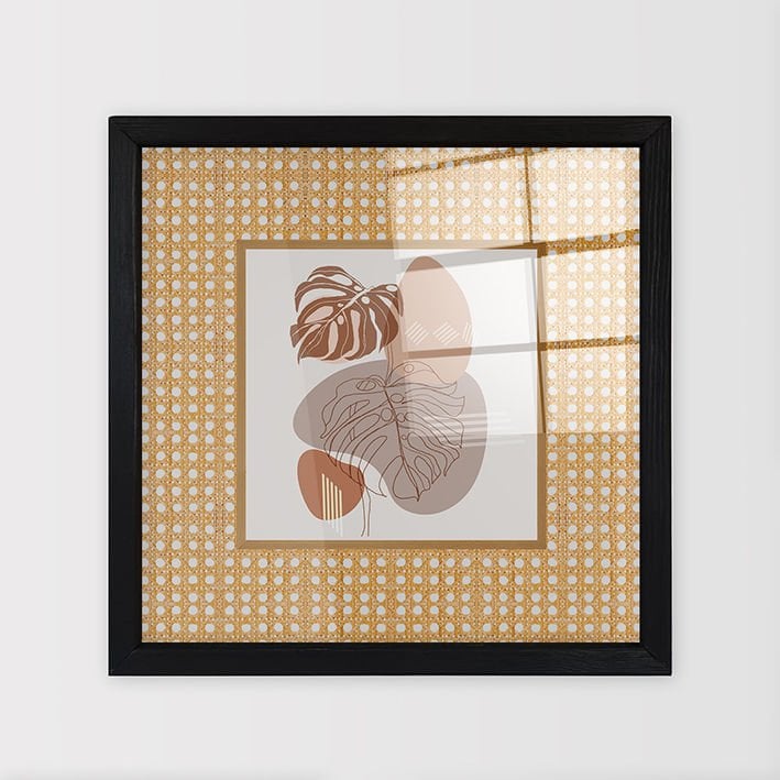 Siyah Çerçeveli Hasır Baskı Cam Tablolar