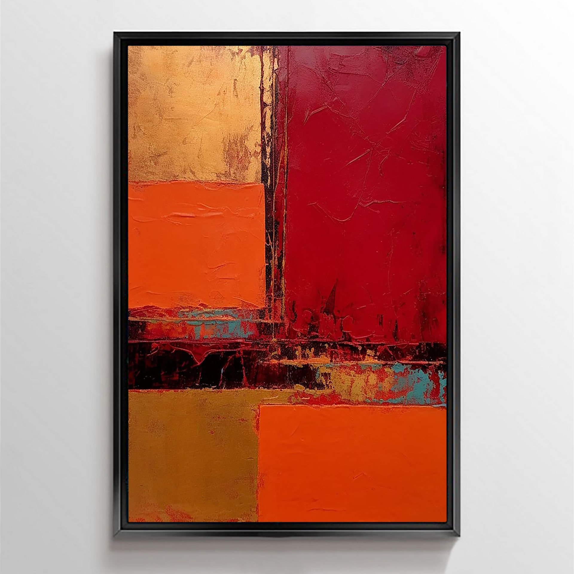 Siyah L Çerçeveli Soyut Yağlı Boya Tablo