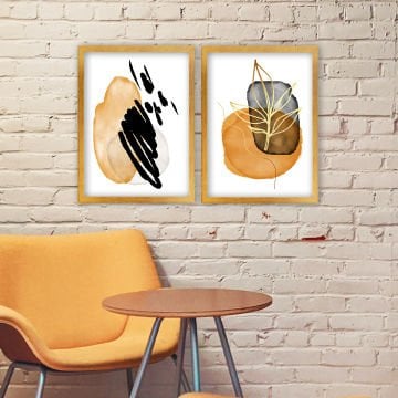 2 Parçalı Altın Çerçeveli Tablo