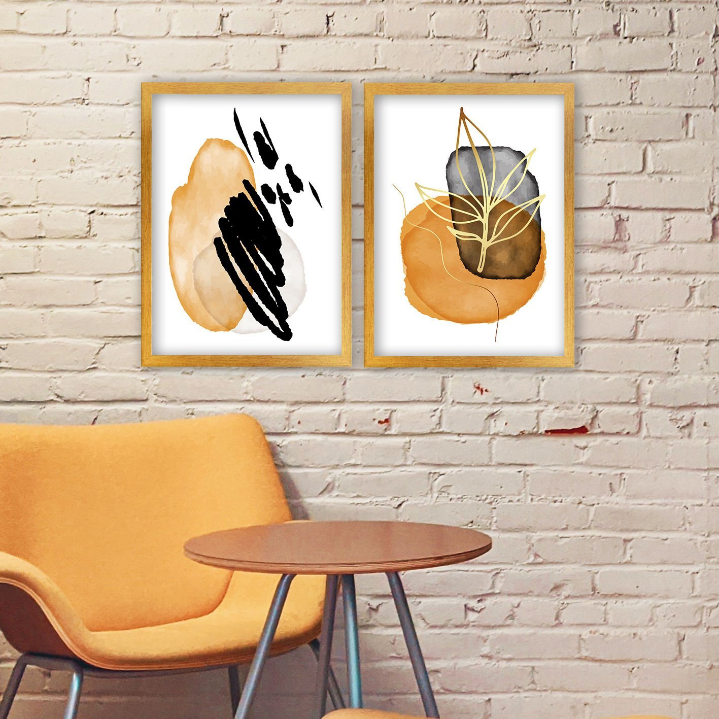 2 Parçalı Altın Çerçeveli Tablo