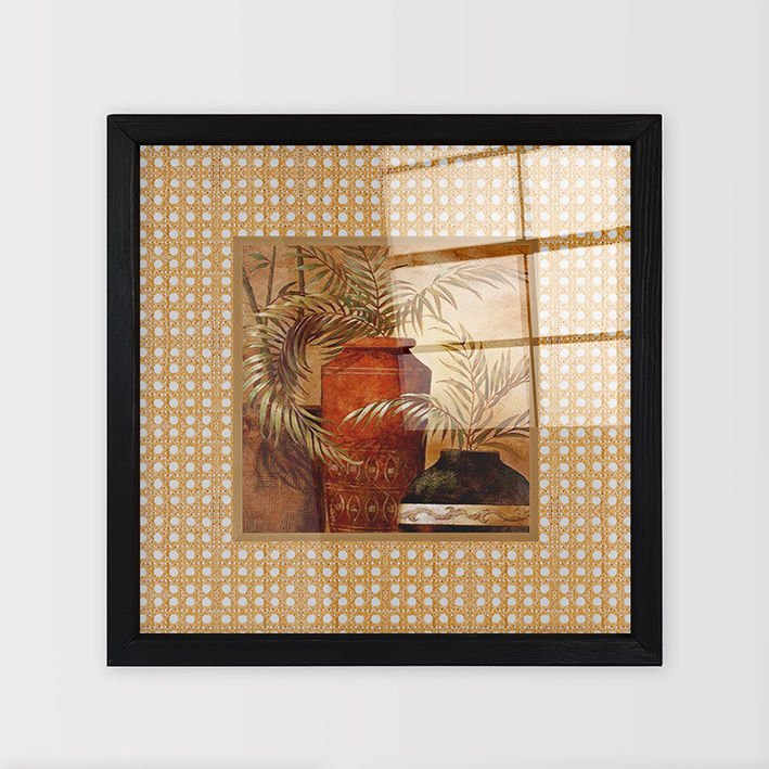 Siyah Çerçeveli Hasır Baskı Cam Tablolar