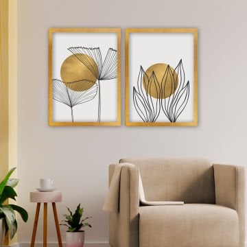 2 Parçalı Altın Çerçeveli Tablo