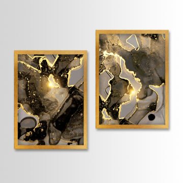 2 Parçalı Altın Çerçeveli Tablo