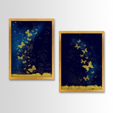 2 Parçalı Altın Çerçeveli Tablo