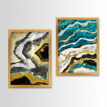 2 Parçalı Altın Çerçeveli Tablo