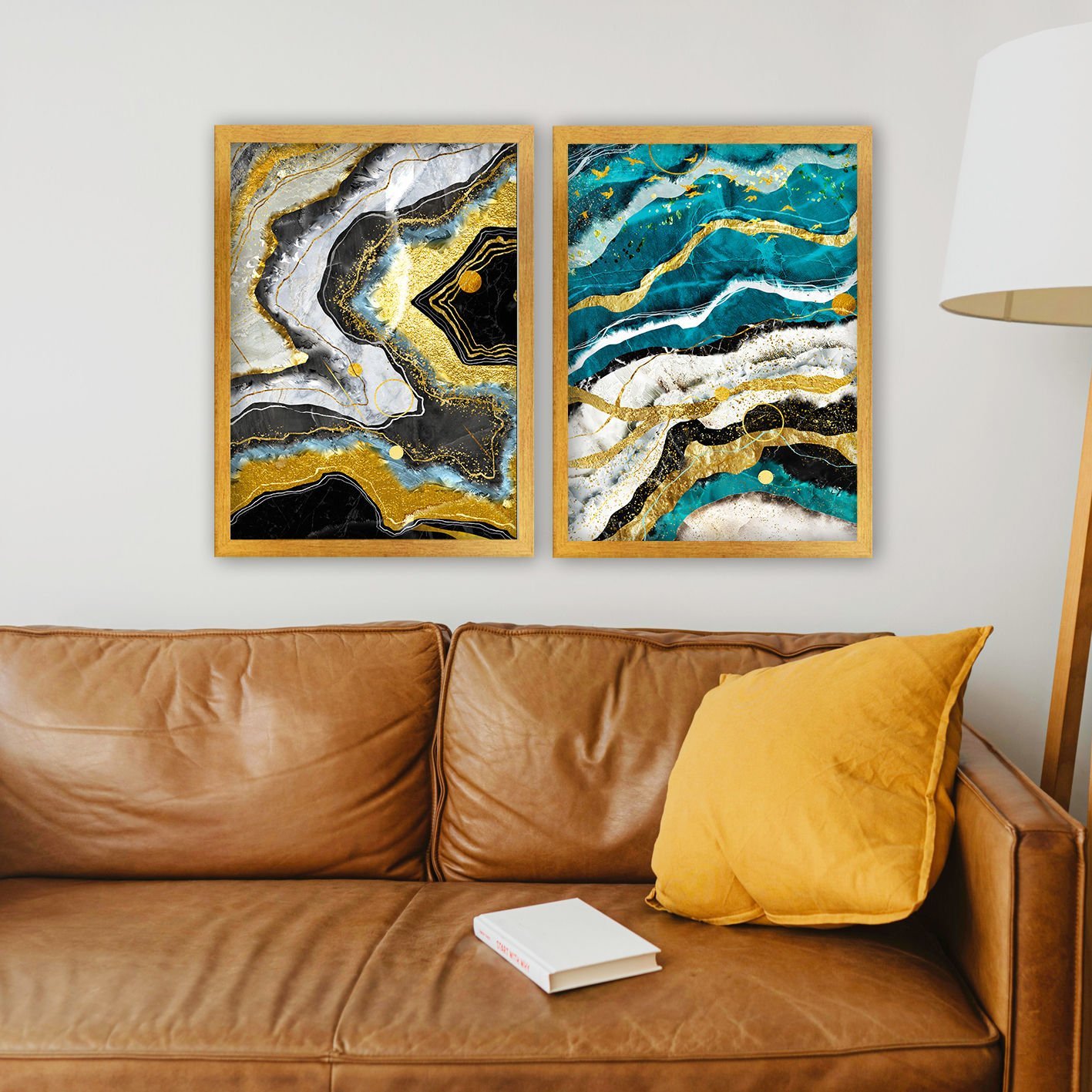 2 Parçalı Altın Çerçeveli Tablo