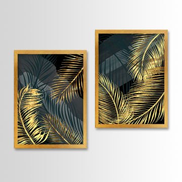 2 Parçalı Altın Çerçeveli Tablo