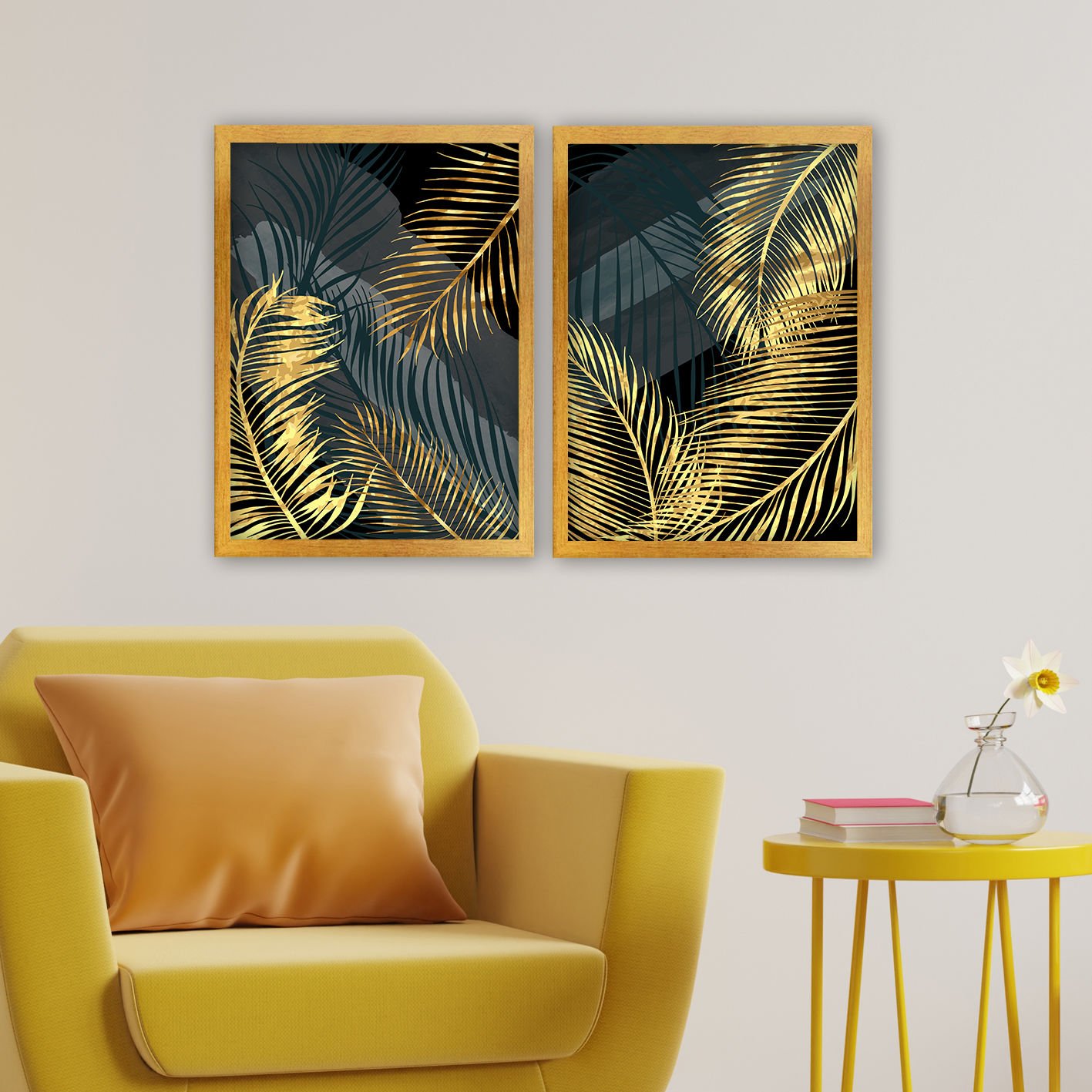 2 Parçalı Altın Çerçeveli Tablo