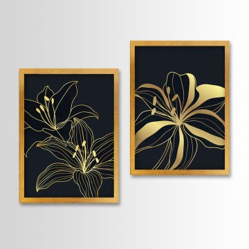 2 Parçalı Altın Çerçeveli Tablo