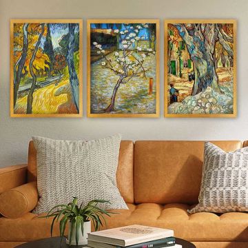 Vincent Van Gogh 3 Parça Altın Çerçeveli Tablo