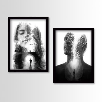 2 Parçalı Siyah Çerçeveli Tablo