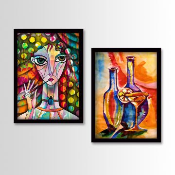 2 Parçalı Siyah Çerçeveli Tablo