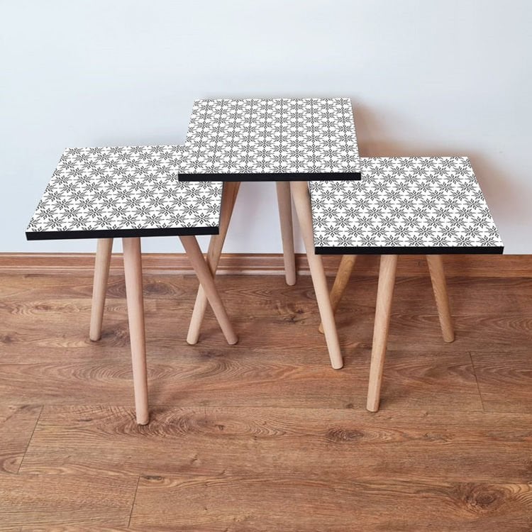 Desenli 3lü Zigon Sehpa