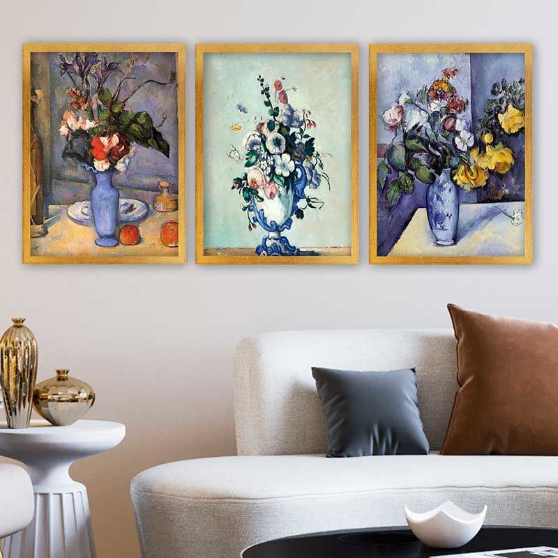 Paul Cezanne 3 Parça Altın Çerçeveli Tablo