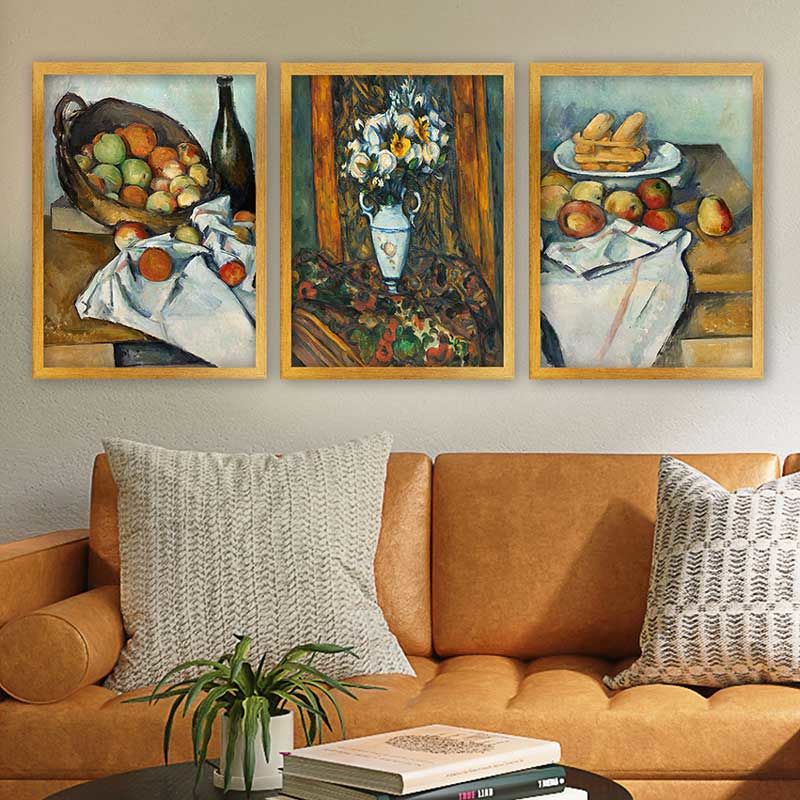 Paul Cezanne 3 Parça Altın Çerçeveli Tablo