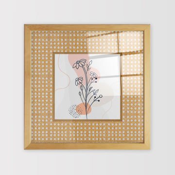 Naturel Çerçeveli Hasır Baskı Cam Tablolar 50cm x 50cm
