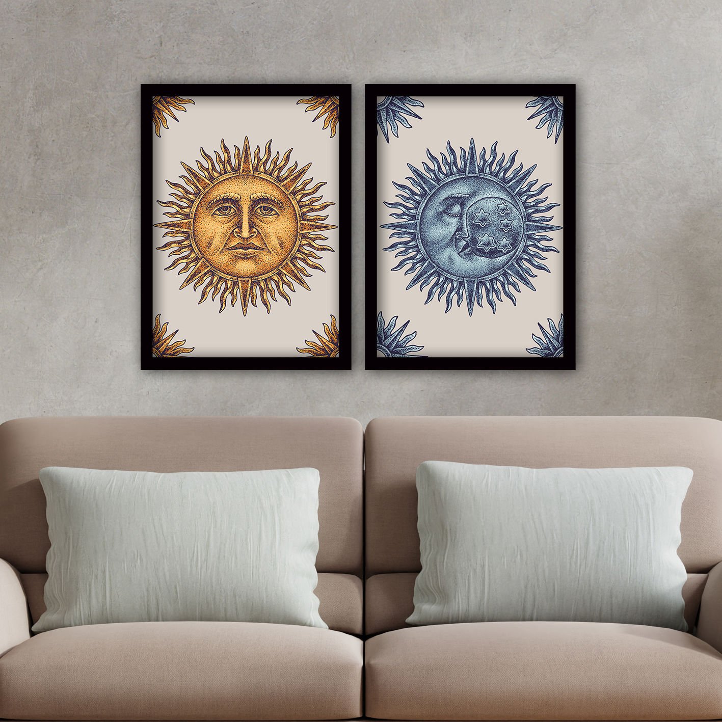 2 Parçalı Siyah Çerçeveli Tablo