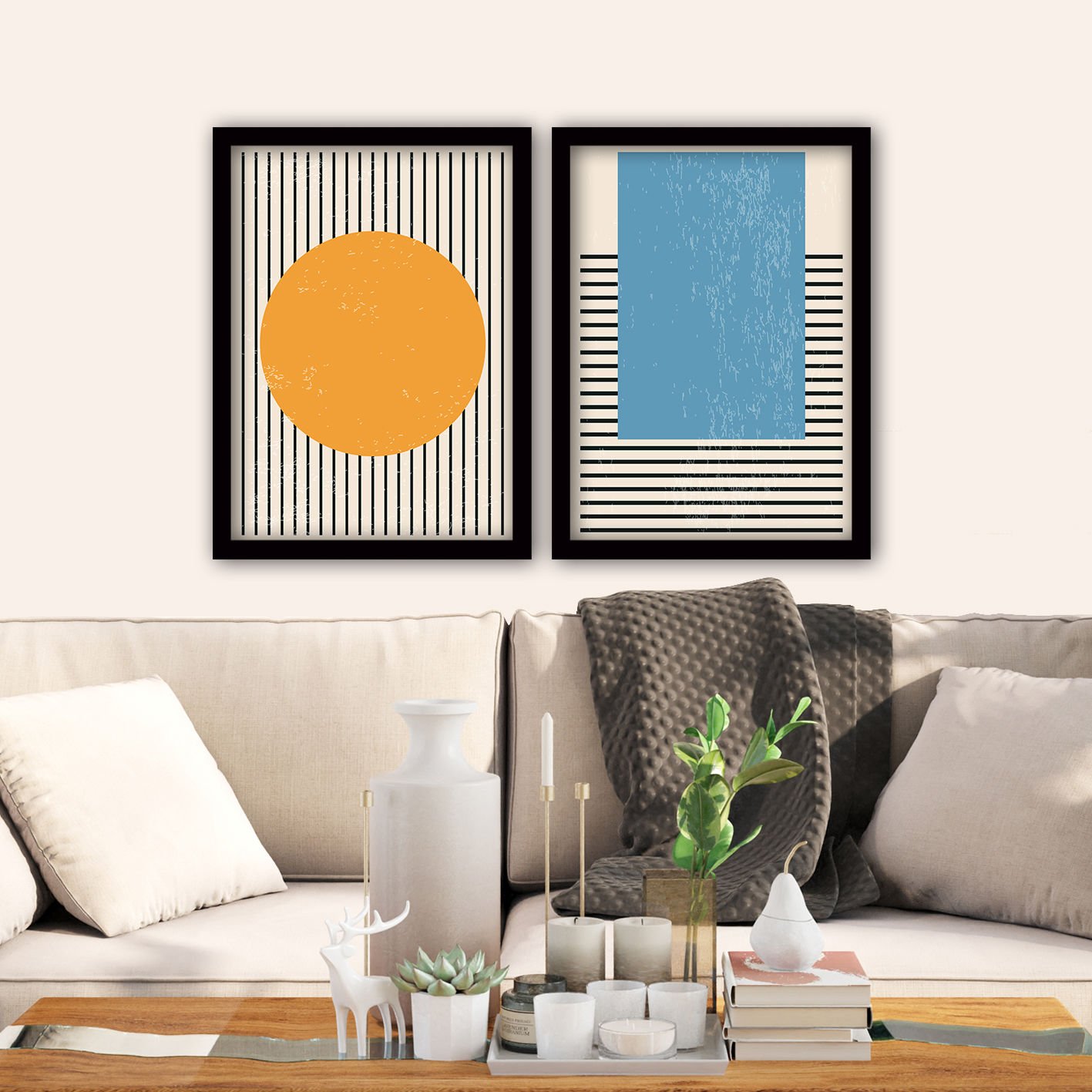 2 Parçalı Siyah Çerçeveli Tablo