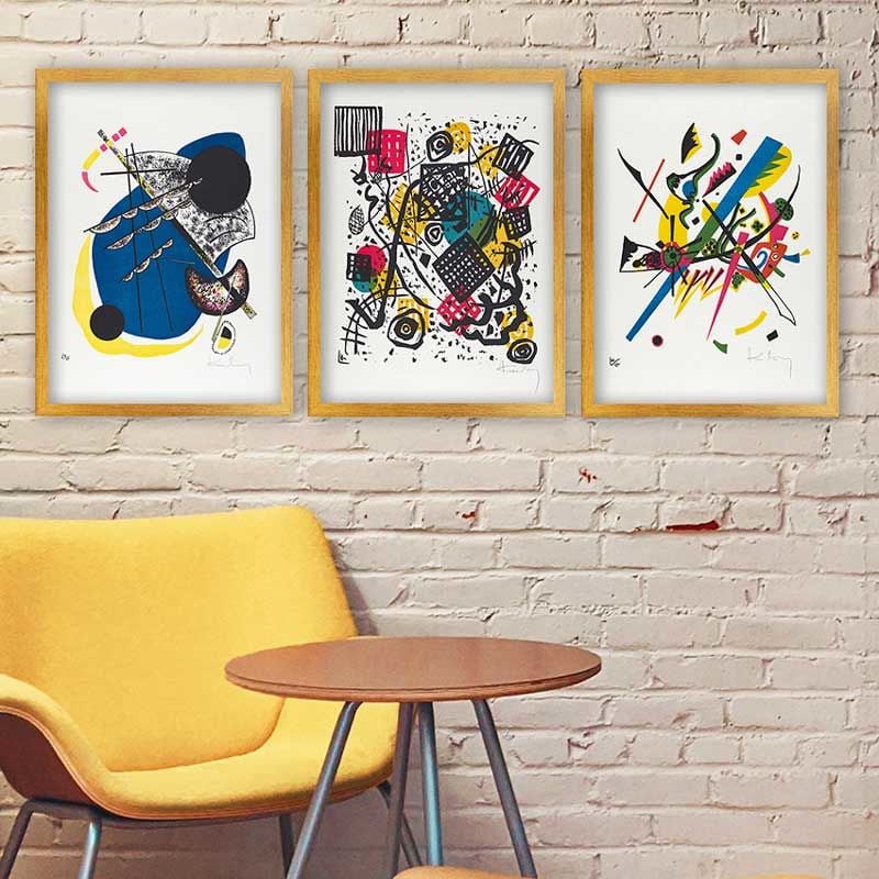 Wassily Kandinsky 3 Parça Altın Çerçeveli Tablo
