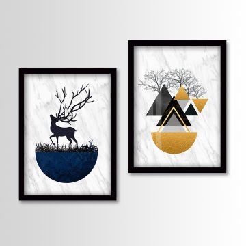 2 Parçalı Siyah Çerçeveli Tablo