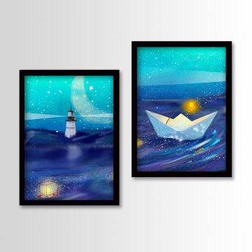 2 Parçalı Siyah Çerçeveli Tablo