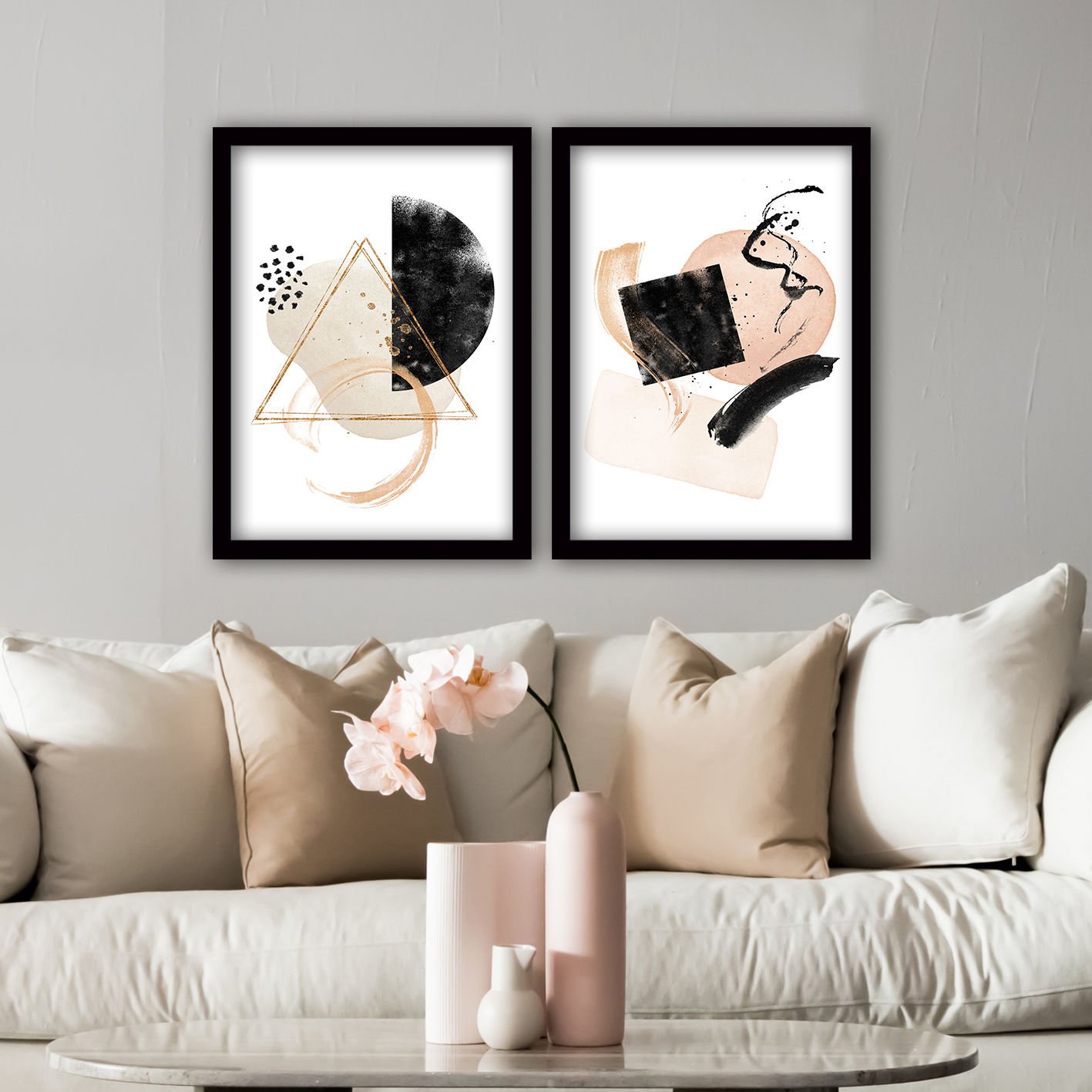 2 Parçalı Siyah Çerçeveli Tablo