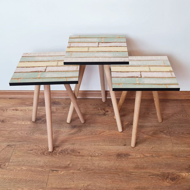 Desenli 3lü Zigon Sehpa