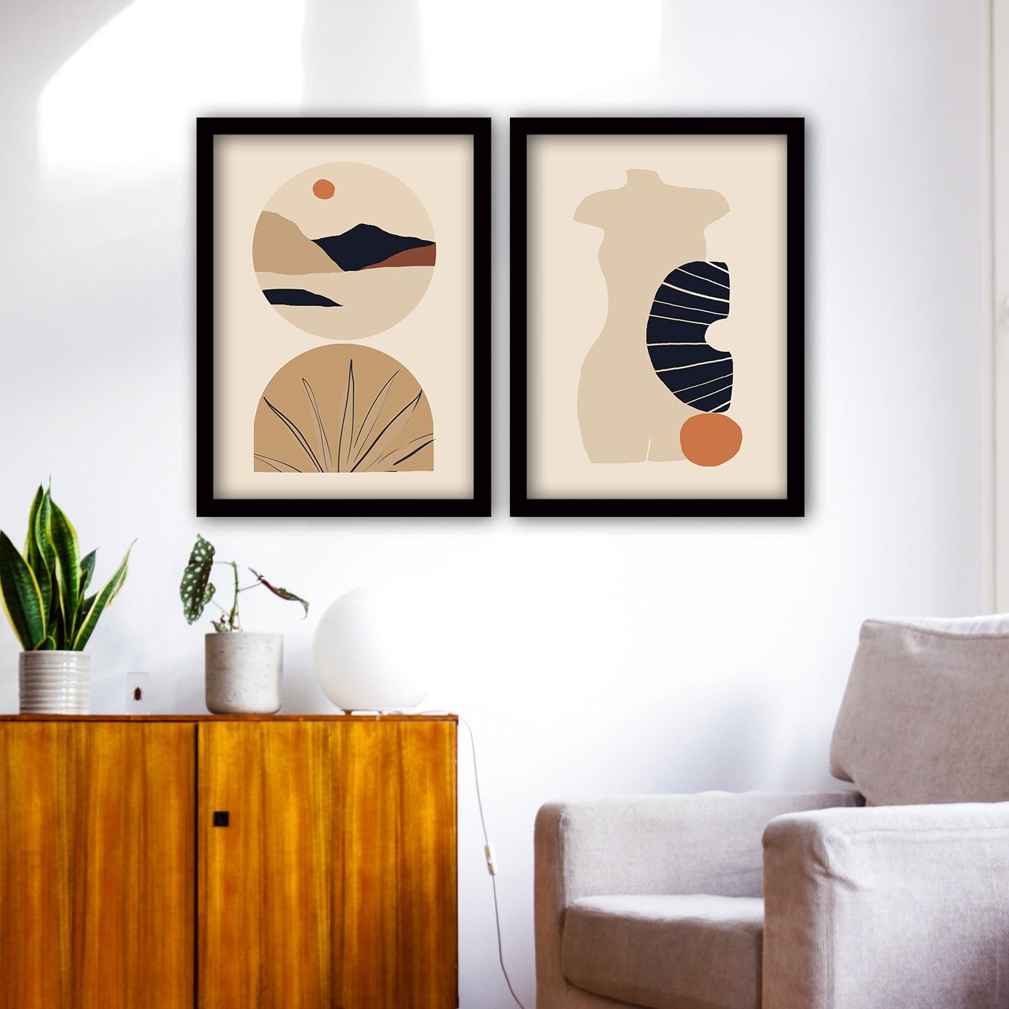 2 Parçalı Siyah Çerçeveli Tablo