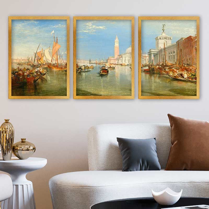 JOSEPH MALLORD 3 Parça Altın Çerçeveli Tablo