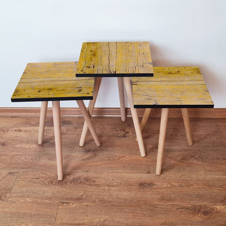 Desenli 3lü Zigon Sehpa