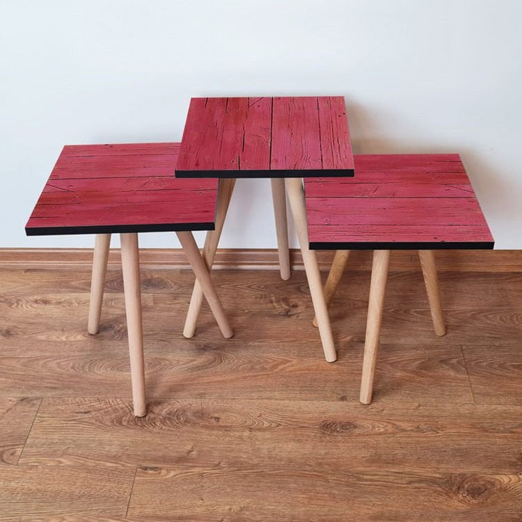 Desenli 3lü Zigon Sehpa