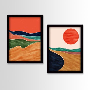 2 Parçalı Siyah Çerçeveli Tablo