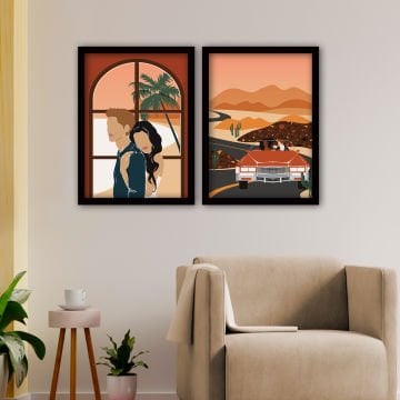 2 Parçalı Siyah Çerçeveli Tablo