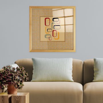 Naturel Çerçeveli Hasır Baskı Cam Tablolar 50cm x 50cm