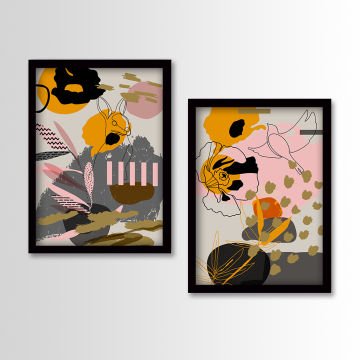 2 Parçalı Siyah Çerçeveli Tablo