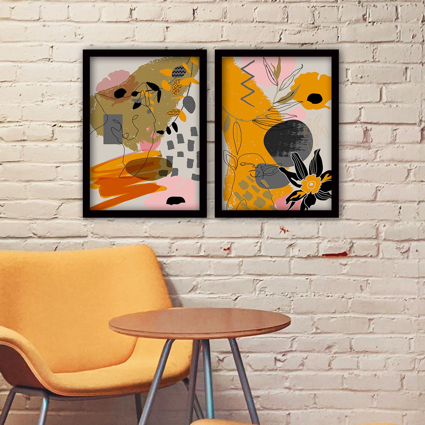 2 Parçalı Siyah Çerçeveli Tablo