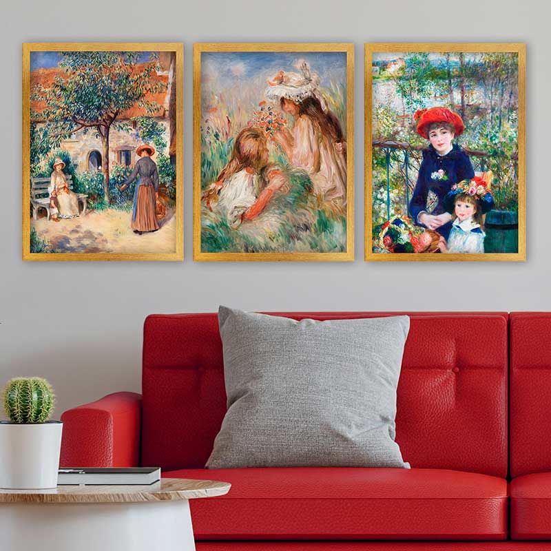 AUGUSTE RENOIR 3 Parça Altın Çerçeveli Tablo
