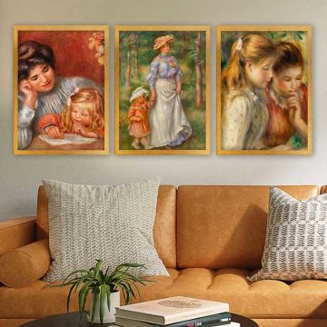 AUGUSTE RENOIR 3 Parça Altın Çerçeveli Tablo