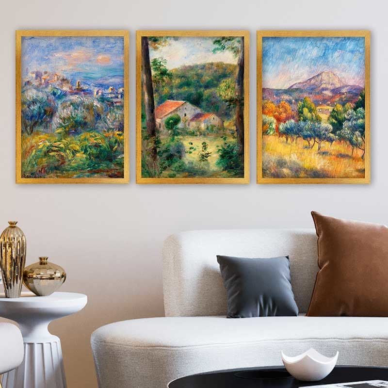 AUGUSTE RENOIR 3 Parça Altın Çerçeveli Tablo