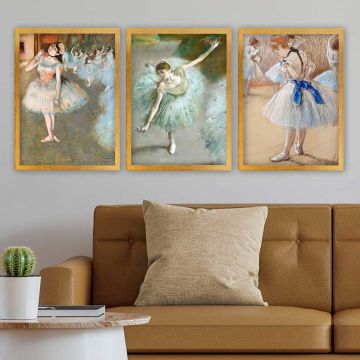 EDGAR DEGAS 3 Parça Altın Çerçeveli Tablo