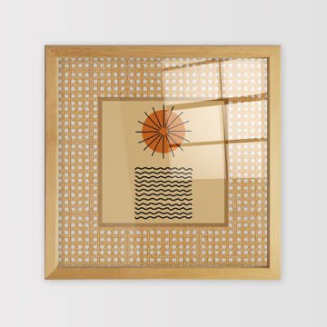 Naturel Çerçeveli Hasır Baskı Cam Tablolar 40cm x 40cm
