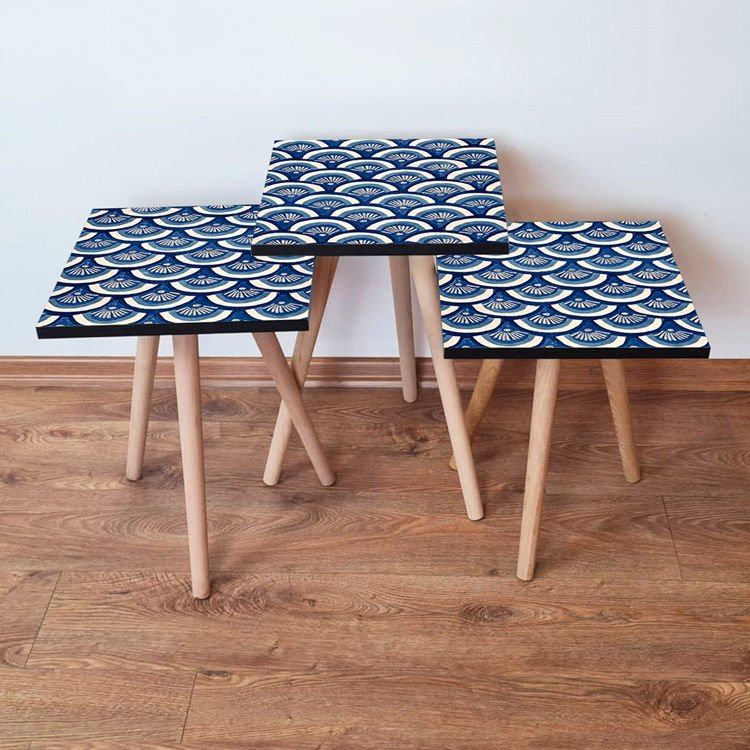 Desenli 3lü Zigon Sehpa