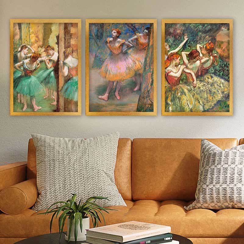 EDGAR DEGAS 3 Parça Altın Çerçeveli Tablo