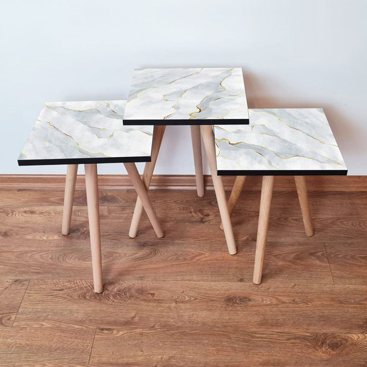 Desenli 3lü Zigon Sehpa