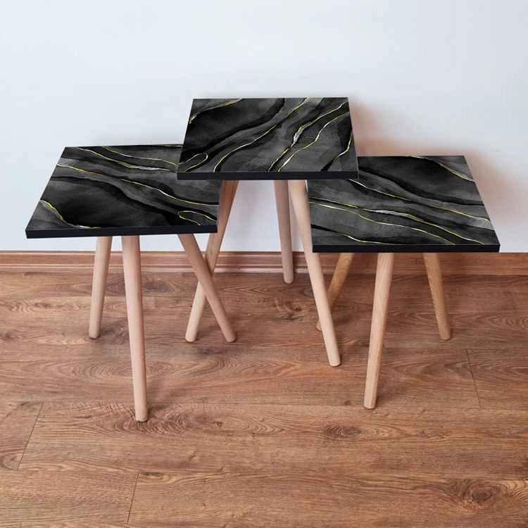 Desenli 3lü Zigon Sehpa