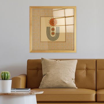 Naturel Çerçeveli Hasır Baskı Cam Tablolar 40cm x 40cm