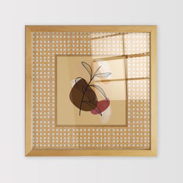 Naturel Çerçeveli Hasır Baskı Cam Tablolar 50cm x 50cm