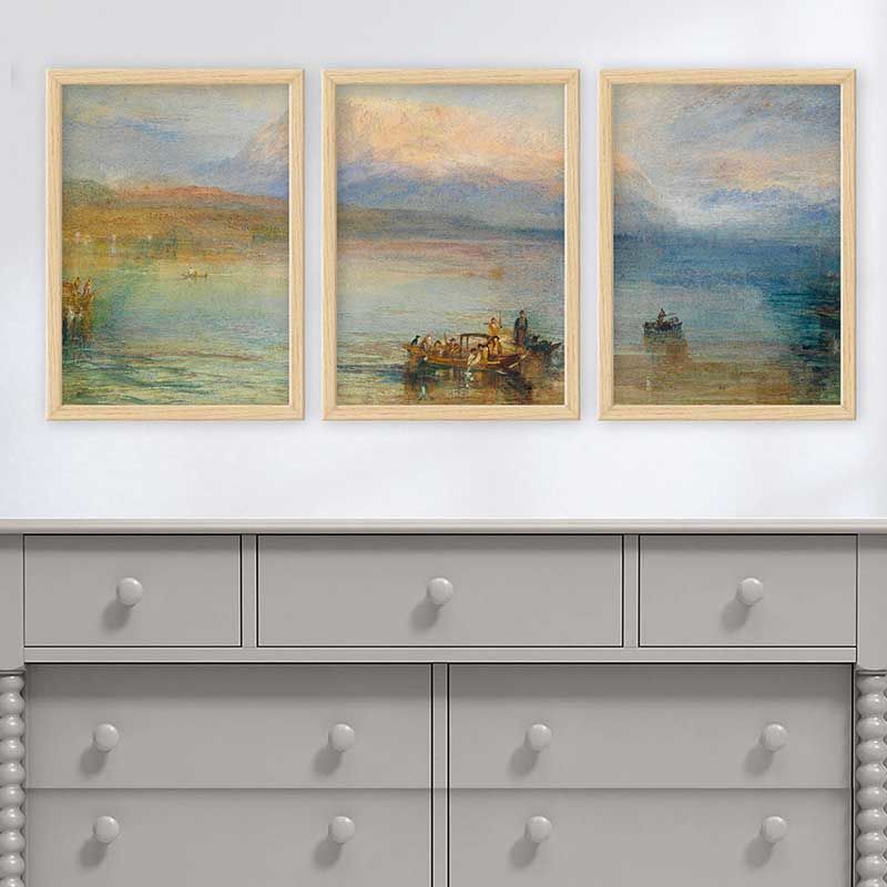 JOSEPH MALLORD 3 Parça Naturel Çerçeveli Tablo 35cm x 45cm