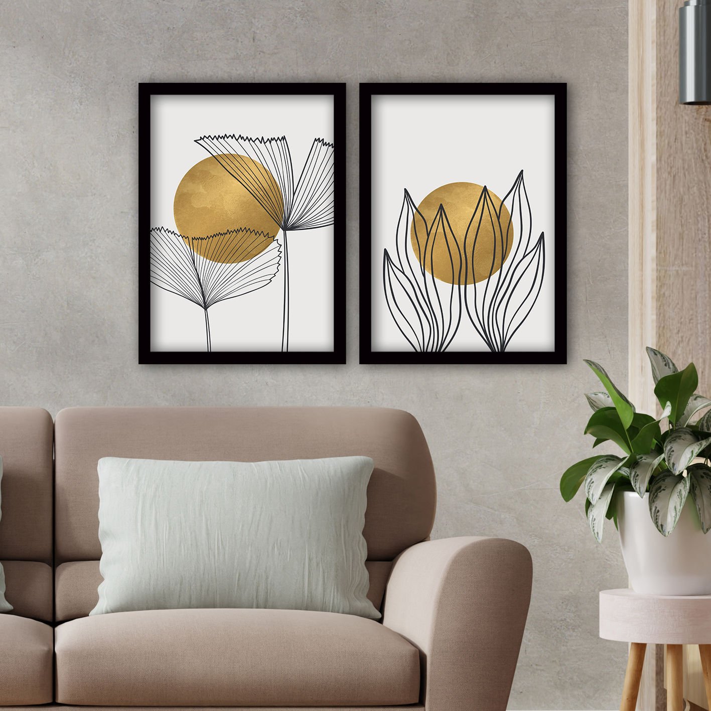 2 Parçalı Siyah Çerçeveli Tablo